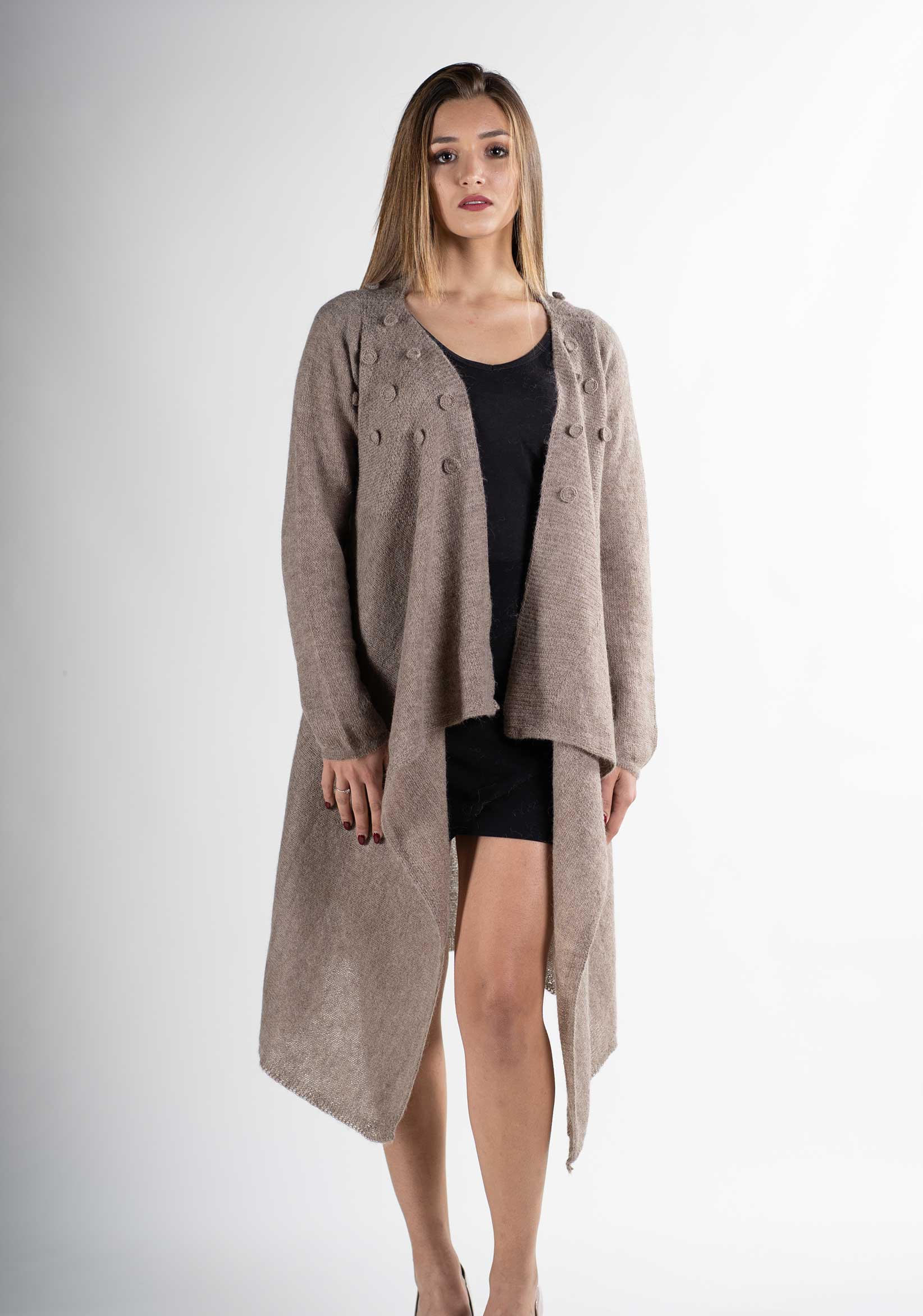 cardigan donna elegante-primavera estate pura lana alpaca