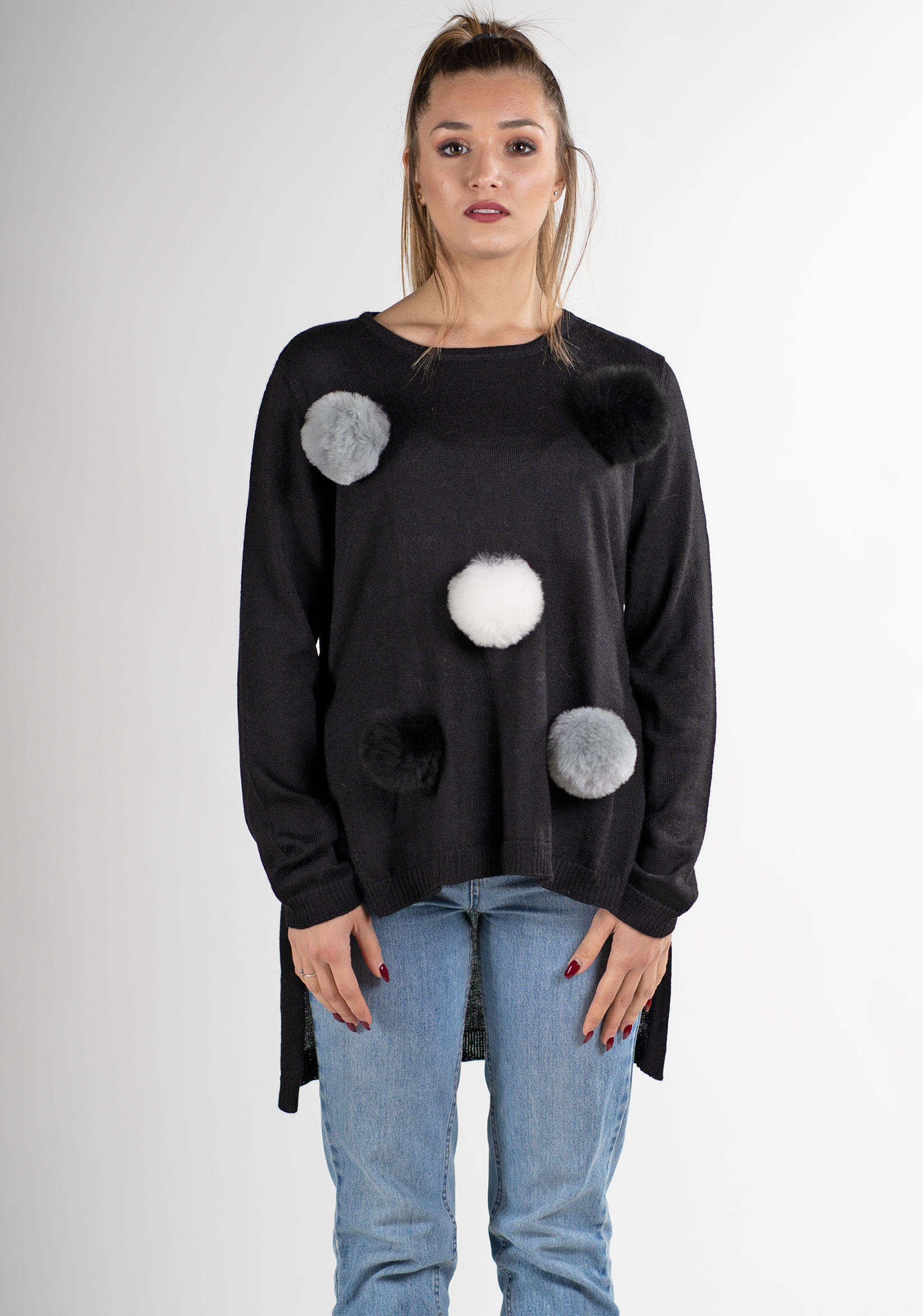 maglioncino nero donna design pura lana alpaca soffice come il cashmere