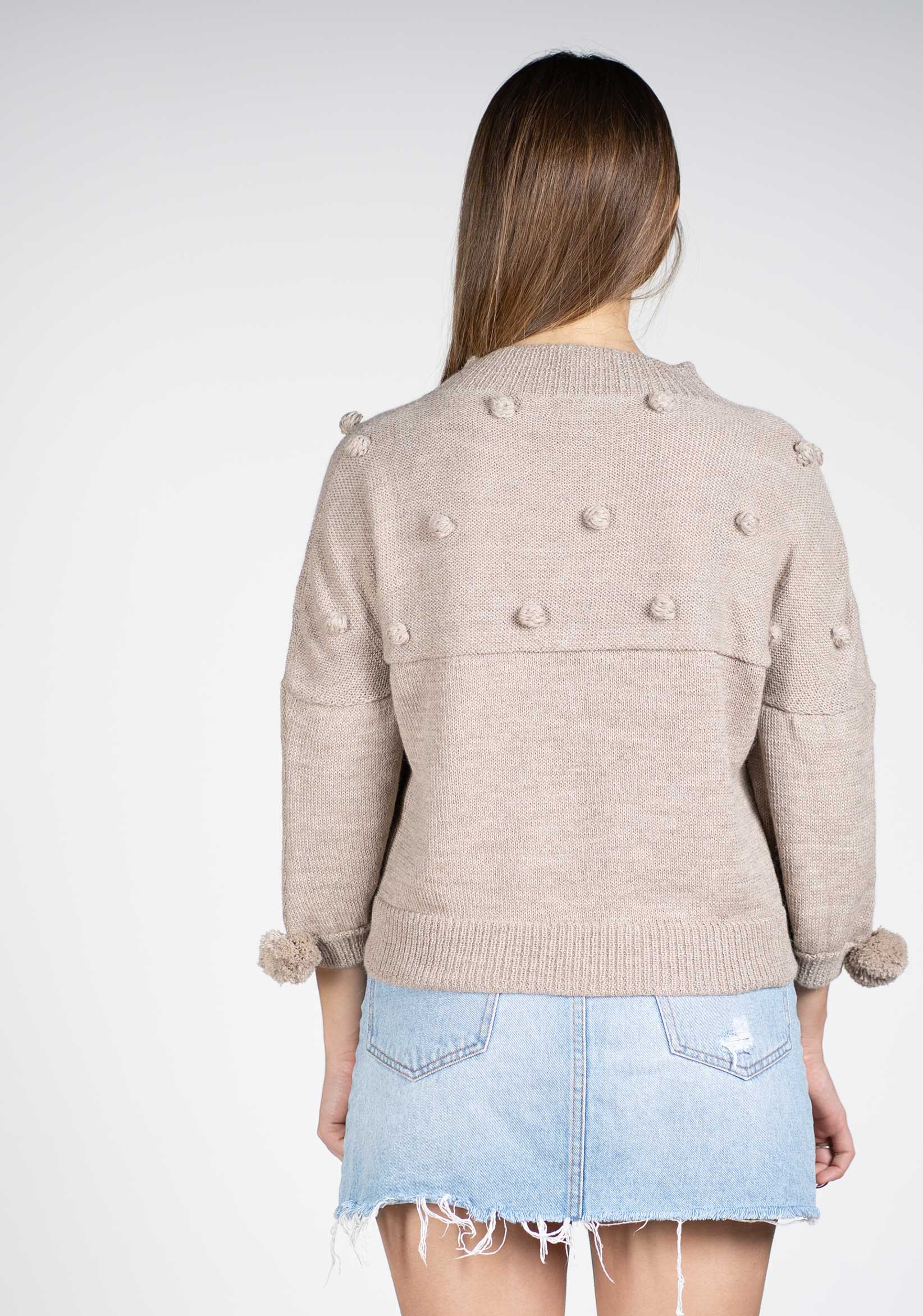 maglia maglione donna-mezza-manica-ecru pura lana alpaca-mezza stagione