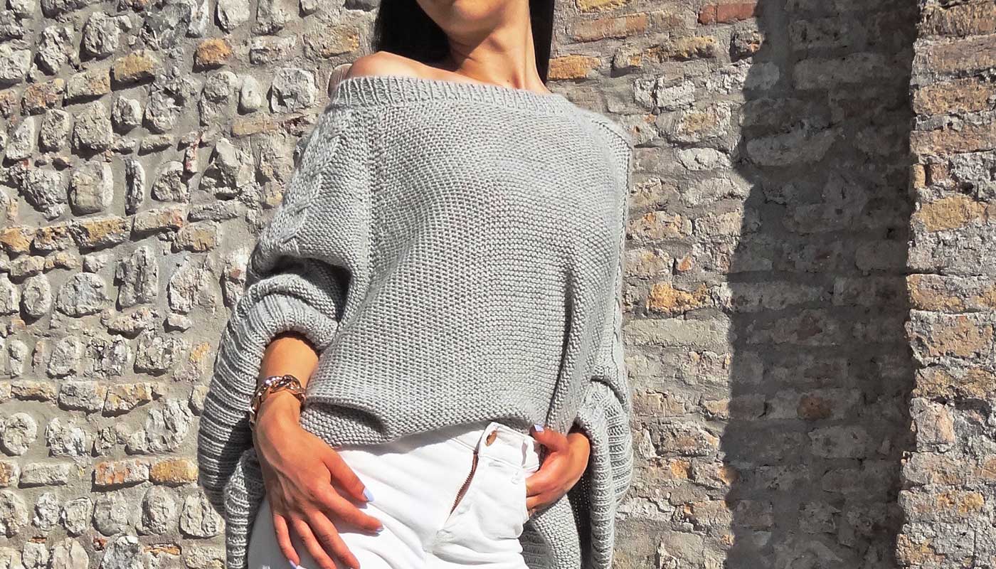 maglione grigio sexy donna design pura lana alpaca primavera estate 2019