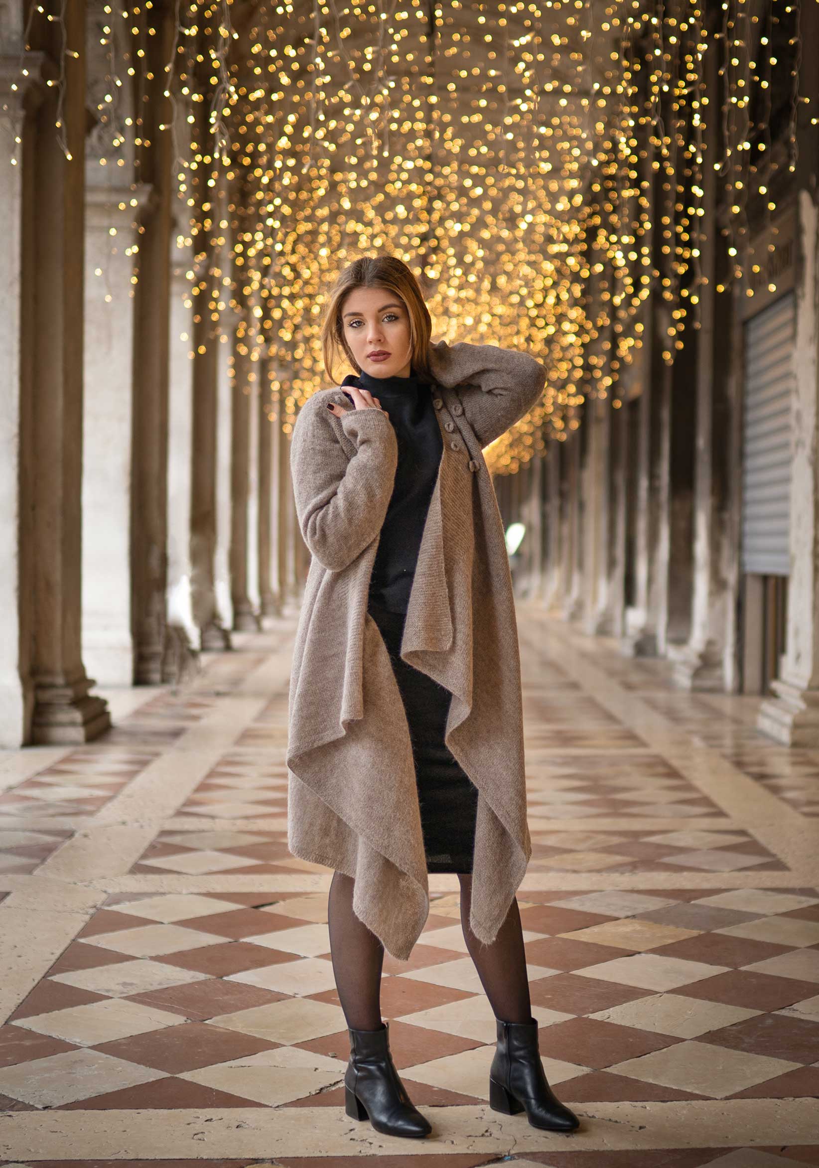 cardigan nocciola donna lungo lana alpaca trend moda autunno inverno 2019