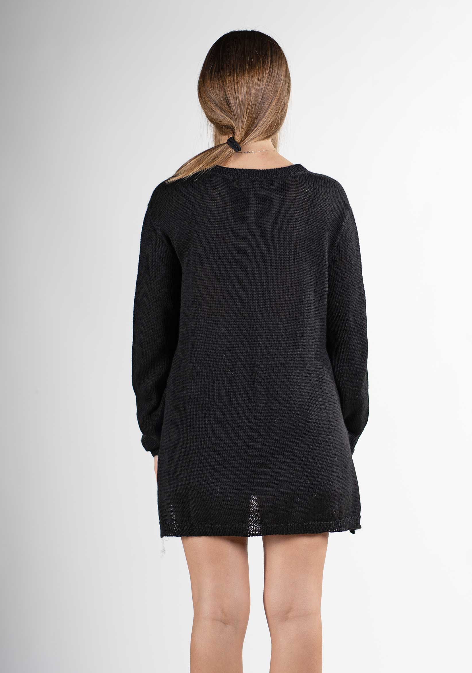 maglioncino nero manica lunga donna design pura lana naturale alpaca soffice come il cashmere