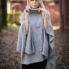 poncho donna grigio design moda 2019 pura lana alpaca