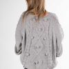 maglione oversize grigio donna-manica larga pura lana alpaca-mezza stagione