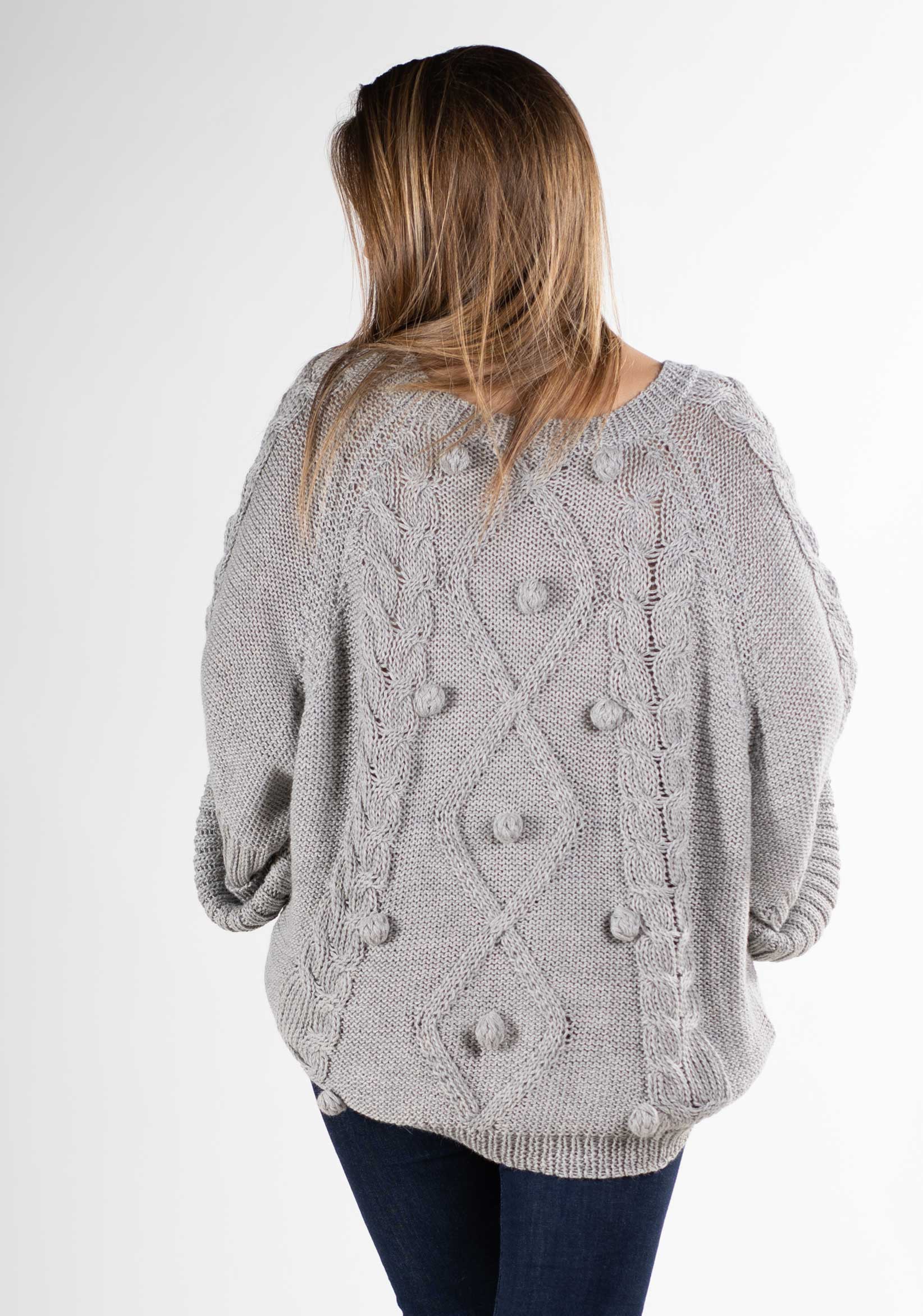 maglione oversize grigio donna-manica larga pura lana alpaca-mezza stagione