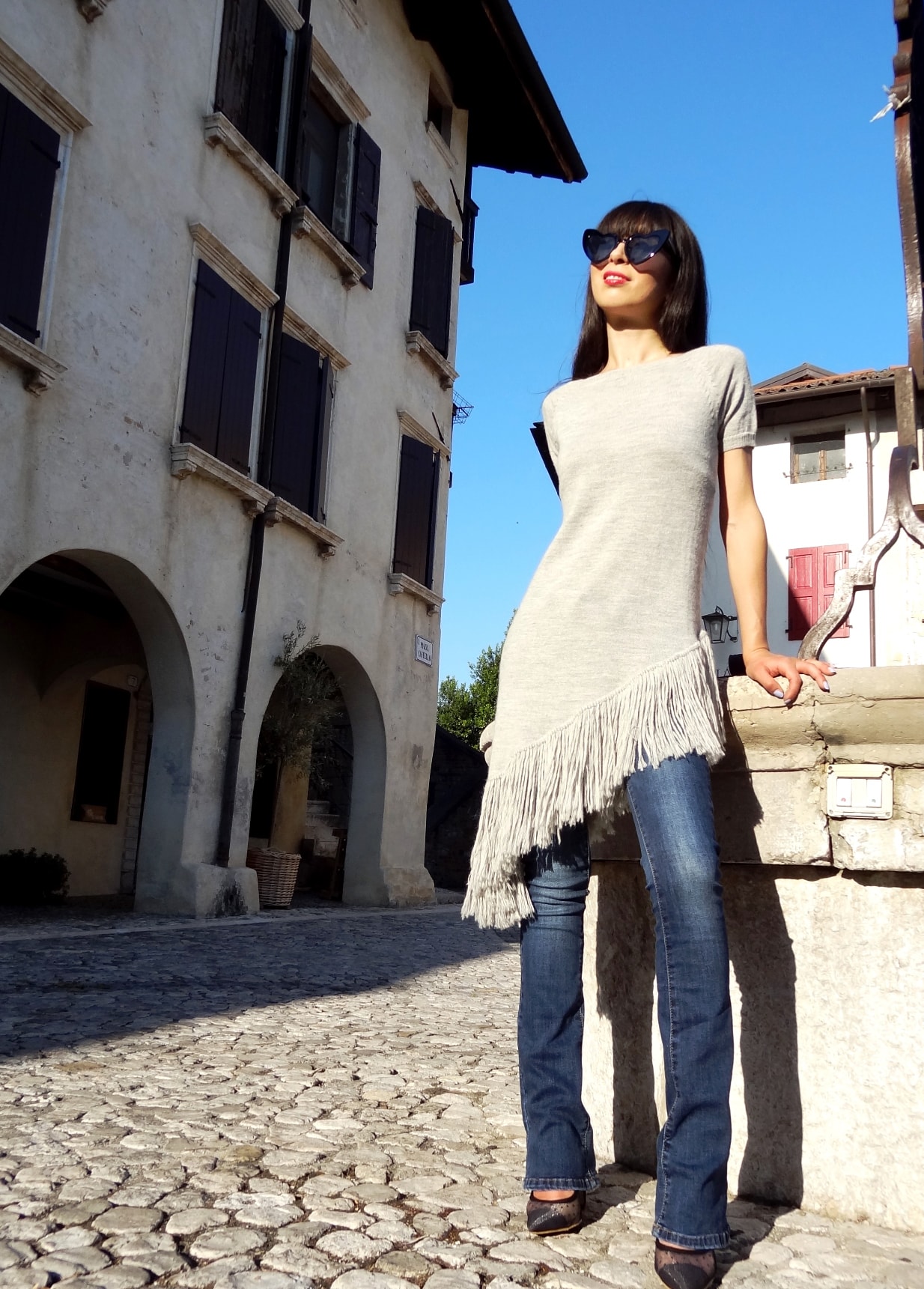 Maglia maniche corte grigio donna pura lana alpaca primavera estate 2019