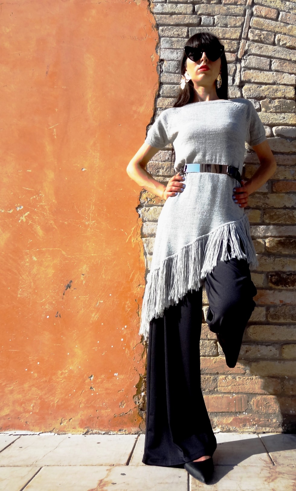 Maglia maniche corte grigio donna pura lana alpaca primavera estate 2019